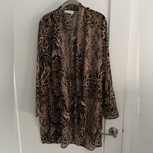 Dana Buchman  Animal Print Open Front Cardigan